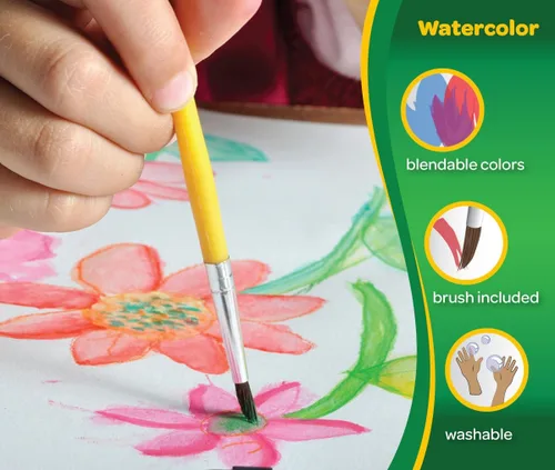 Miniatura 6 de Crayola Juego de pintura de acuarela (16 unidades), suministros escolares, pintura lavable para niños, 1 brocha, artes y manualidades