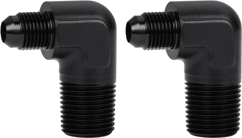 Miniatura 31 de 3AN macho Flare a 1/4 NPT tubo macho 90 grados codo adaptador unión aluminio negro