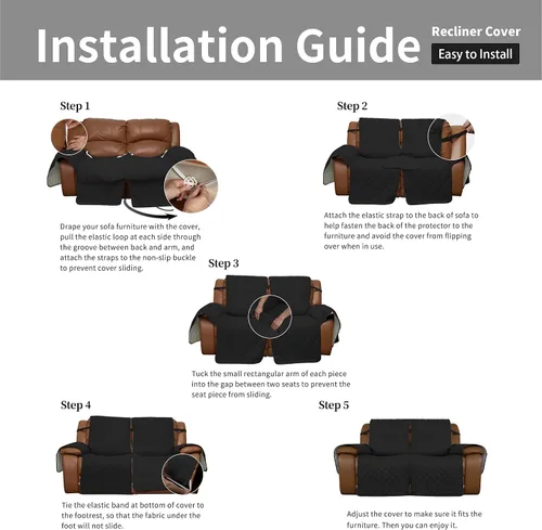Miniatura 7 de Easy-Going Funda para Sillón Reclinable de Dos Plazas, Funda de Sofá Reversible para Sillón Reclinable Doble, Funda de Sofá Dividida para Cada