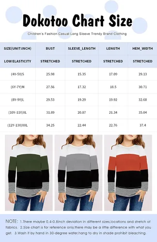 Miniatura 4 de Dokotoo Sudaderas de cuello redondo con bloques de color para niñas, sudadera de manga larga, sudadera casual suelta