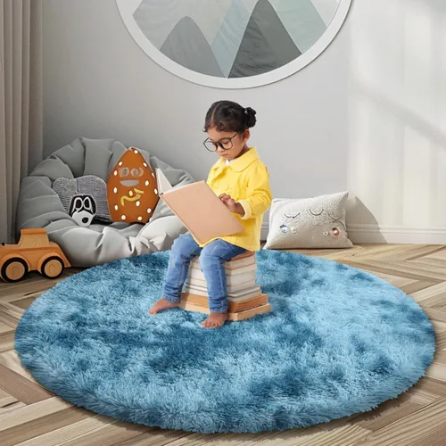 Miniatura 28 de Alfombras circulares súper suaves para niñas, castillo de princesa, tienda de campaña de 5 diámetros, alfombras circulares de área para dormitorio