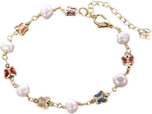 Miniatura 2 de Pulsera de cadena de mariposa de corazón ajustable de cristal brillante con corazón y mariposa, pulsera con dijes, San Valentín, cumpleaños, día