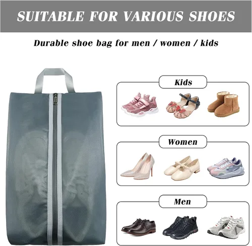 Miniatura 5 de Moyad Bolsa de zapatos de viaje para hombres y mujeres, paquete de 2 bolsas grandes XXL con cremallera, organizador de zapatos, bolsa