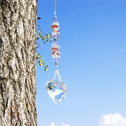 Miniatura 9 de kanpura Atrapasoles con forma de corazón de cristal Ab de 1.772 in para ventana, atrapasoles de cristal con forma de corazón, adorno colgante de Ab