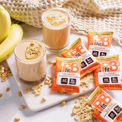 Miniatura 5 de PBfit Paquetes de Polvo de Mantequilla de Maní Clásico, Crema de Maní en Polvo de Maní Real Asado y Prensado, 8g de proteína 8% DV por paquete, 0.56