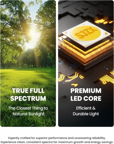 Miniatura 5 de SJZX - Luz de cultivo para plantas de interior, 40 LED de espectro completo con temporizador, luz de cultivo de alta PPFD, luz de cultivo vertical