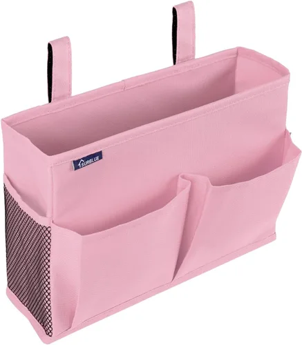 Surblue Caddy Organizador Colgante Bolsa de Almacenamiento para Mesita de Noche para Literas y Camas de Hospital, Rosa, Pequeño