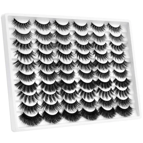Miniatura 7 de DYSILK Pestañas postizas de visón, 30 pares de 10 estilos mixtos, pestañas postizas de visón, pestañas postizas de aspecto natural, pestañas largas