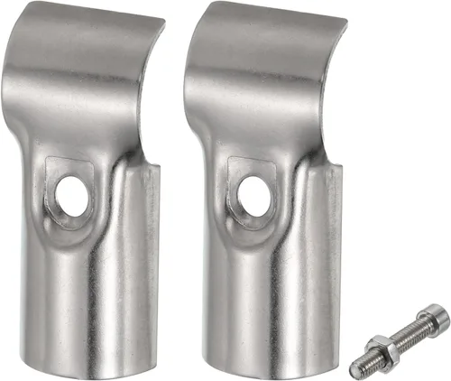 Miniatura 3 de uxcell Conector de abrazadera de tubo en T, 2 piezas, conector de tubería estructural, abrazadera de valla de enlace de cadena de acero inoxidable
