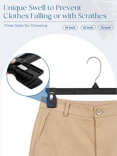 Miniatura 7 de Smartor - Perchas resistentes que ahorran espacio, paquete de 180, perchas delgadas de plástico para pantalones y shorts, estriadas antideslizantes
