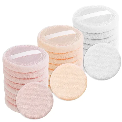 Miniatura 8 de WLLHYF 24 almohadillas redondas de algodón para maquillaje con correa para la cara, para cosméticos sueltos y de base, esponja, polvo Multicolor