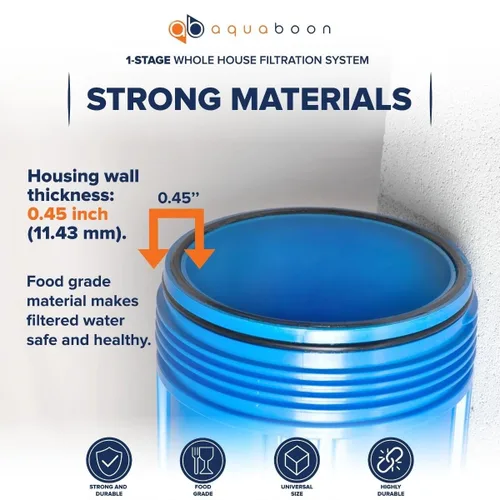 Miniatura 5 de Aquaboon 10x4.5 Carcasa para filtro de agua para toda la casa Filtro de agua certificado NSF para sistema de filtración con medidor y liberación