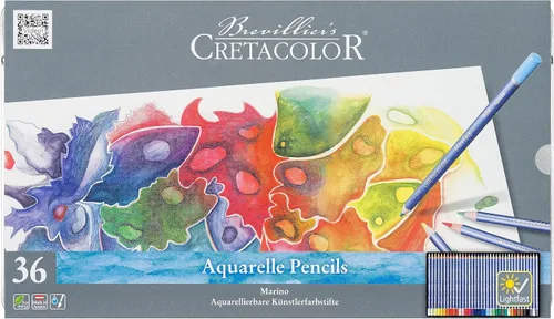 Cretacolor Marino Lightfast - Juego de lápices de acuarela, lata de 36