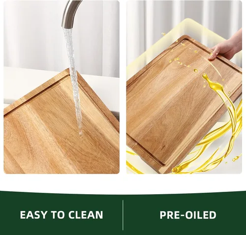 Miniatura 7 de Tabla de cortar XL, tabla de cortar de madera de acacia grande de 18 x 12 pulgadas para cocina, tabla de cortar de madera de grano de borde
