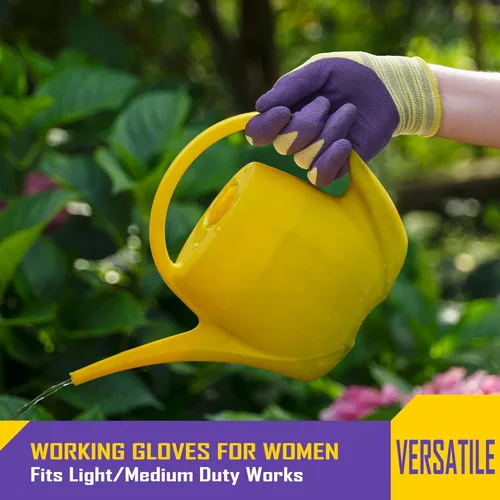 Miniatura 7 de COOLJOB 2 pares de guantes de jardinería transpirables para mujer, talla M, base modal suave elástica con revestimiento de goma antideslizante