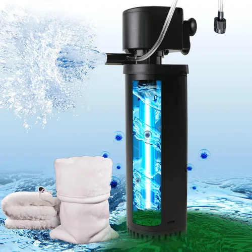 Miniatura 13 de coospider-repta Filtro de Acuario de 200 GPH, U-V para Acuario para Tanque de 20-75 Galones, Filtro de Bomba Sumergible para Agua Verde y Limpieza