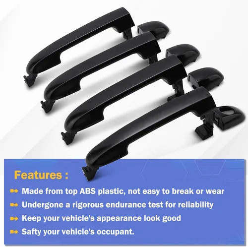 Miniatura 3 de X4XZ 4 piezas de manijas exteriores delanteras y traseras izquierda y derecha para Hyundai Elantra 2006-2012 (OEM# 826512H000 826522H010 826522H020)