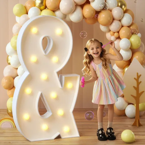 Miniatura 12 de imprsv Letras de marquesina iluminadas, letras de mosaico de 1.2 m con luz para decoración de baby shower, graduación, gran J para decoraciones