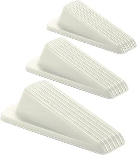 Miniatura 9 de Crosize Paquete de 3 topes de puerta de goma para piso, cuña de tope de puerta para puerta resistente, color negro