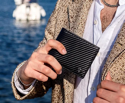 Miniatura 4 de TRUSADOR Treviso - Carteras plegables de cuero para hombre con bolsillo para monedas bloqueo RFID Carbon Clásico