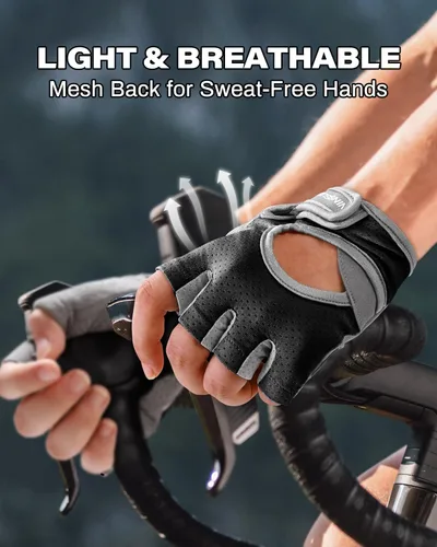 Miniatura 4 de VINSGUIR Guantes de entrenamiento para mujeres y hombres, guantes de levantamiento de pesas transpirables para ejercicio de gimnasio, fitness, Negro