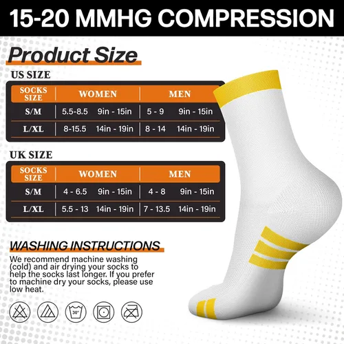 Miniatura 7 de FEYHAY Compression Socks (6 Pairs) 15-20 mmHg is BEST Graduated Athletic & Daily for Men & Women Running Travel