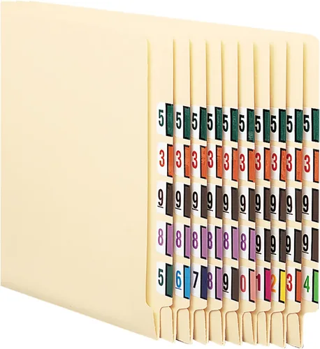 Smead BCCRN 67380 - Etiqueta numérica codificada por colores, 0-9, rollo de etiquetas, colores surtidos