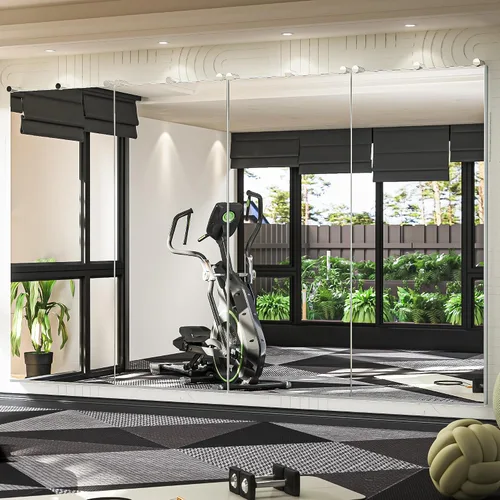 Miniatura 13 de Keonjinn Espejo de gimnasio en casa, 48 x 24 pulgadas x 2 piezas, espejo de ejercicio grande, espejos de cuerpo completo sin marco, vidrio templado