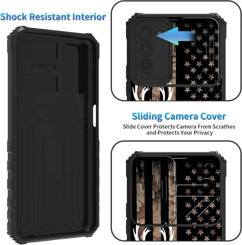 Miniatura 839 de Funda para Samsung Galaxy S22 Ultra 5G, Galaxy S22 Ultra con cubierta de cámara deslizante, funda resistente de doble capa con función atril Black