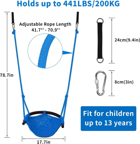 Miniatura 2 de Hi-Na Columpio para Niños para Conjunto de Columpios, Columpios de Cuerda Resistentes con Ganchos de Presión y Correas, Capacidad de 440 Libras