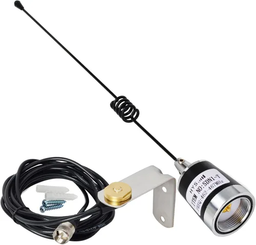 HYS Antena de látigo Amateur UHF NMO de 17.7 pulgadas, 3.5dBi 462MHz–467MHz, W/13ft RG58 Cable coaxial techo NMO Montaje Antena con UHF MALE/PL259/L