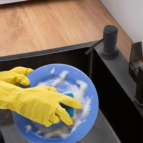Miniatura 7 de Dispensador de jabón para fregadero de cocina, dispensador de jabón integrado con botella de 17 onzas, recambio del dispensador de jabón para Negro