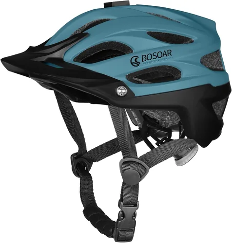 Miniatura 16 de Casco de bicicleta de montaña Bosoar, casco de ciclismo para adultos con soporte para cámara y visera desmontable para hombres, mujeres y jóvenes
