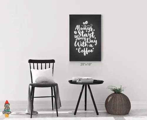 Miniatura 3 de HB Art Design Always Start Your Day With a Coffee Quote Canvas Print Wall Art Coffee Bar Decor Coffee Signs Kitchen Wall Decor Dining Room
