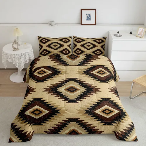 Miniatura 22 de Feelyou Juego de edredón geométrico del suroeste para niños y niñas, edredón nativo del suroeste, tamaño individual, juego de ropa de cama