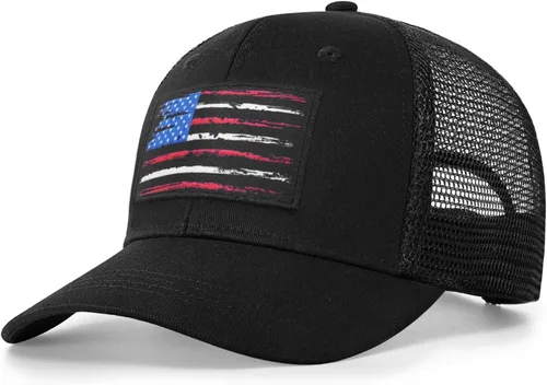 Miniatura 12 de Sombrero de camionero con bandera de pez estadounidense, regalos de pesca para hombres, sombrero de pesca Snapback perfecto para pesca y uso diario
