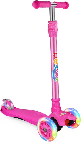 BELEEV Patinetes para Niños de 3 Ruedas Patinete de Empuje para Niños Pequeños Niñas y Niños, 4 Alturas Ajustables, Inclinarse para Dirigir, Ruedas