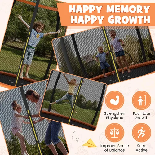 Miniatura 9 de Goplus Trampolines recreativos de 8 pies, 10 pies, 12 pies, 400 libras, trampolín para exteriores con cierre, escalera antideslizante, tecnología