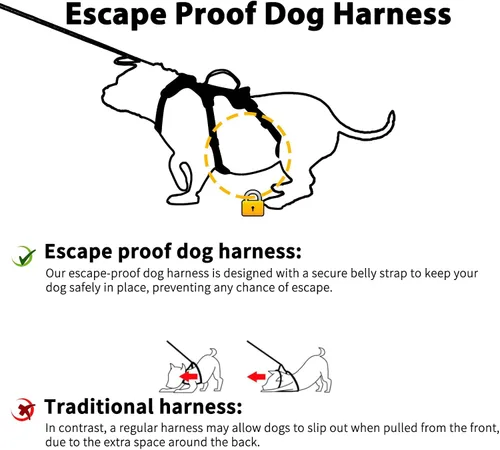 Miniatura 2 de Huntboo Arnés para perro a prueba de escape, arnés reflectante con mango acolchado, transpirable, duradero, chaleco ajustable para perros medianos