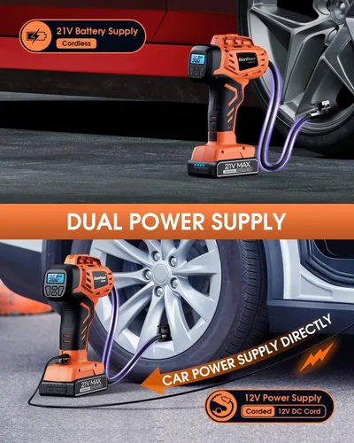 Miniatura 3 de KeenPower Compresor de aire portátil para inflador de neumáticos, 2 veces más rápido, inflador de neumáticos de mano de 160 PSI alimentado por