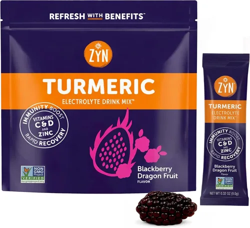 Miniatura 18 de ZYN Paquetes de Mezcla de Bebida de Electrolitos para Hidratación, Polvo de Electrolitos, Paquetes de Hidratación con Cúrcuma Curcumina, Vitamina C