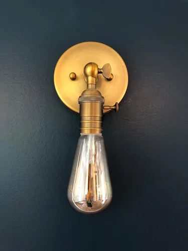 Permo Vintage lámpara estilo candelabro de metal industrial para montar en pared, 60.00watts Antiguo