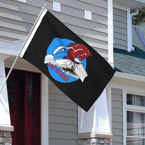 Miniatura 7 de Bandera de la Fuerza Aérea Usaf Red Horse de 3 x 5 pies de doble cara para decoración de interiores con 2 ojales