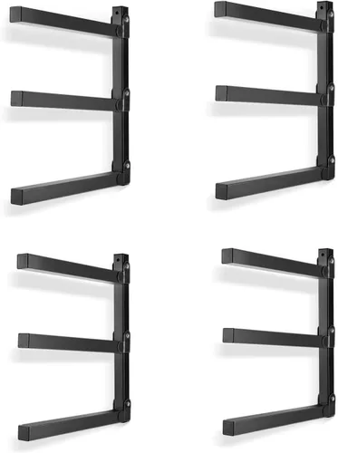 Ultrawall Organizador de madera de montaje en pared y estante de metal para almacenamiento de madera para cobertizo, taller, garaje con 3 niveles