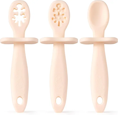 Growing Love Juego de Cucharas para Bebé, Auto Alimentación 6 meses, Pre-Cuchara, Utensilios para bebés, Cuchara para niños, Cuchara de Vainilla