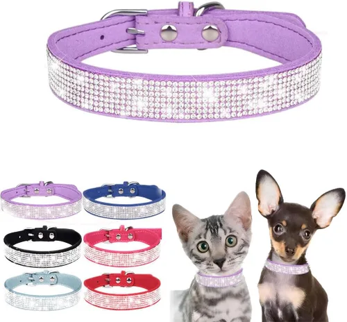 Miniatura 11 de Collares de perro para perros medianos hembras, collar de perro con diamantes de imitación, bonito collar con purpurina para mascotas XXS Xs, S, M