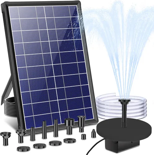 Miniatura 10 de Biling Fuente solar para baño de pájaros, kit de panel solar, bomba de agua solar para exteriores con tubo de 4 pies para baño de colibríes