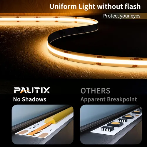 Miniatura 2 de PAUTIX Tira de luz LED COB 7.5m/24ft 3000K Blanco cálido 3780LEDs, Alto lúmen CRI90+ Súper brillante, Material libre de plomo DC24V Cinta LED