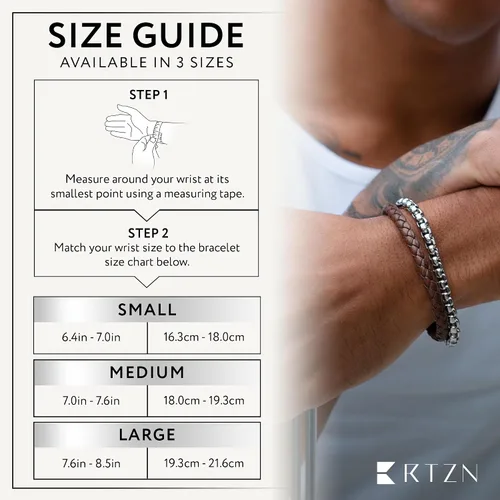 Miniatura 16 de RTZN® Brown Leather Bracelet for Men – Premium Artisan Handcrafted Mens Leather Bracelet – Multi-Stand Mens Bracelet Leather Collection Beaded