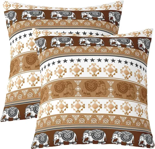 Miniatura 27 de Rustic Musical Double Sides Print Pillow Covers,Guitar Bass Instruments Print Soft Square Cushion Cases 24"x 24",Retro Note Boho Ethnic Plaid Throw